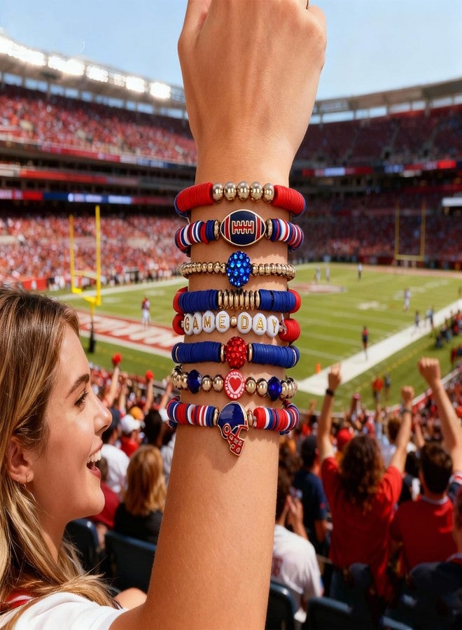 KUANG! Game Day Football Charm Bracelet Stackable Sports Jewelry for Moms Dads Football Fans Gifts - Image 2